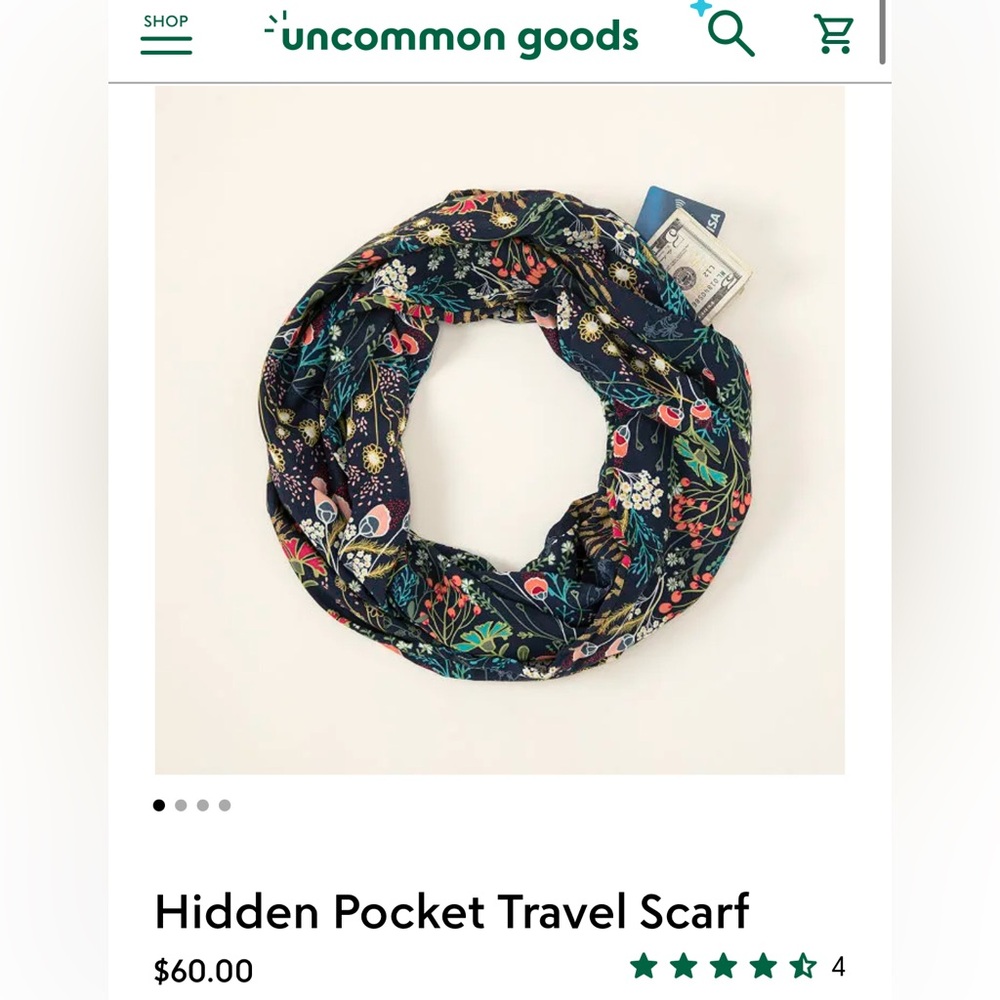 Hidden pocket travel infinity scarf